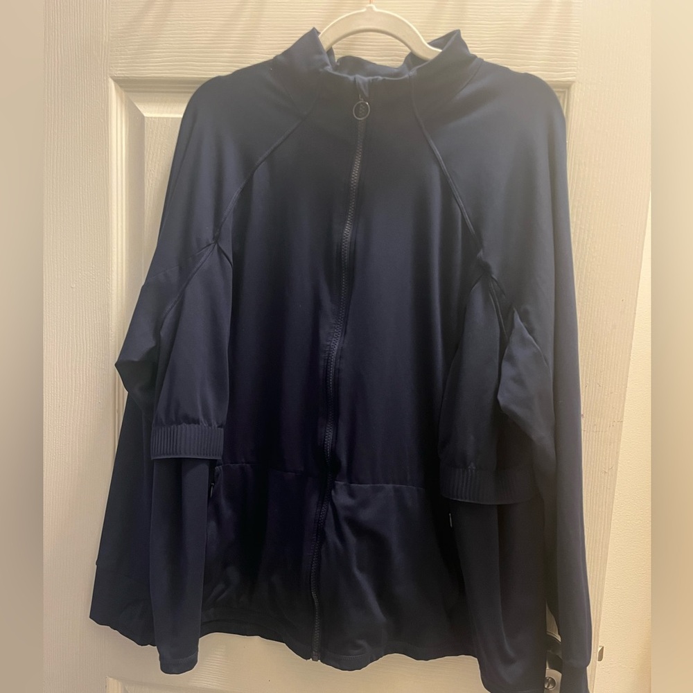 Fabletics Navy Trinity Performance Track Jacket - Picture 3 of 9